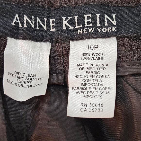 Anne Klein New York Wool Lined Pants 10P Brown Zip Front Professional - Picture 10 of 10